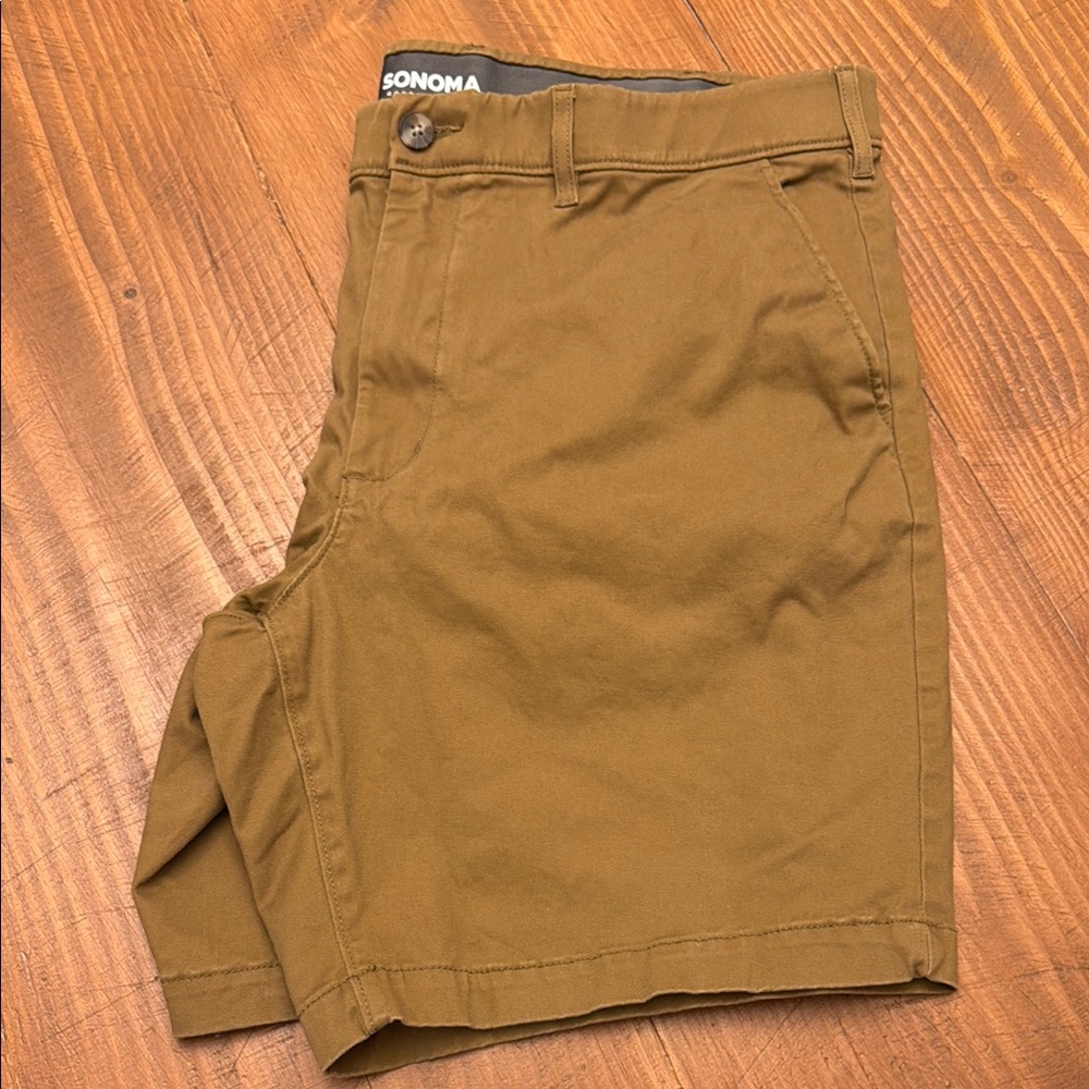 Sonoma Tan Flat Front Shorts Casual Style